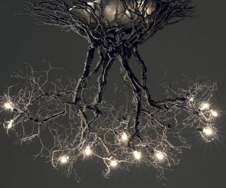 lámpara de raíces de árbol