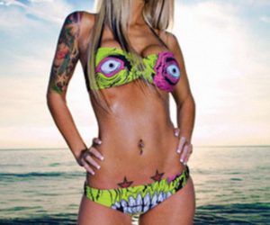 Bikini verde zombi con dientes