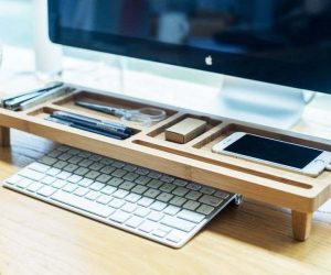 Estante para teclado de madera para escritorio