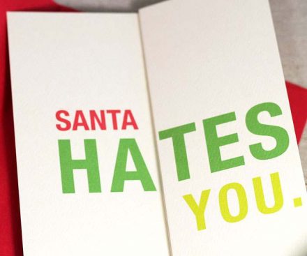 Tarjeta de Navidad de Santa te odia