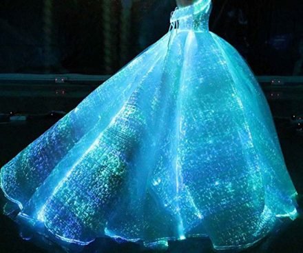 Vestido de novia de fibra óptica luminosa
