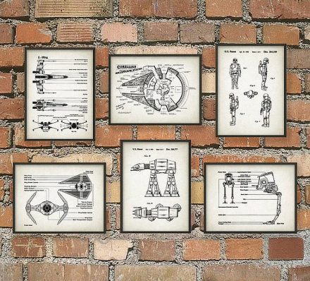 Detallados carteles de patentes de Star Wars