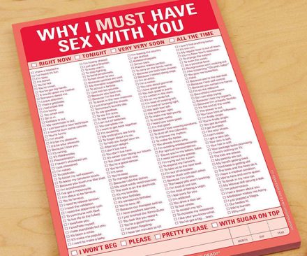 Lista de comprobación de por qué debo tener sexo contigo 1