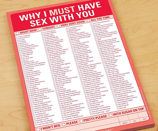 Lista de comprobación de por qué debo tener sexo contigo 6